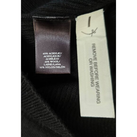 Black wool blend Ribbed Knit Pencil Skirt chic old money goth dark Academia - Picture 5 of 6